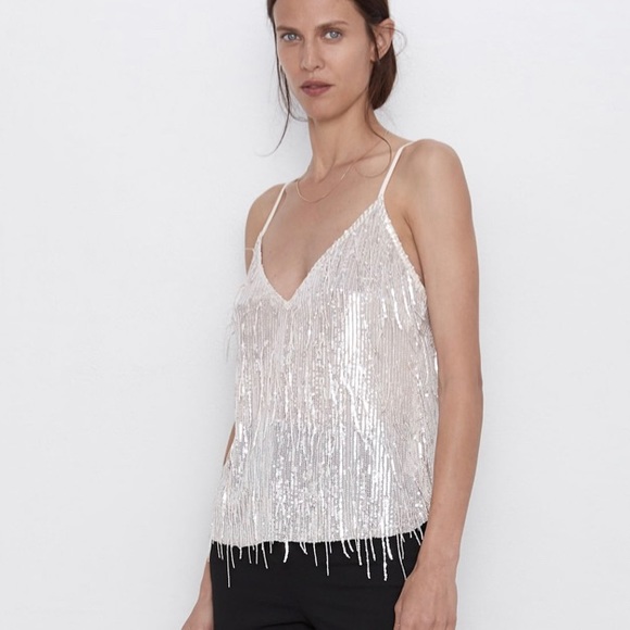 fringe sequin top